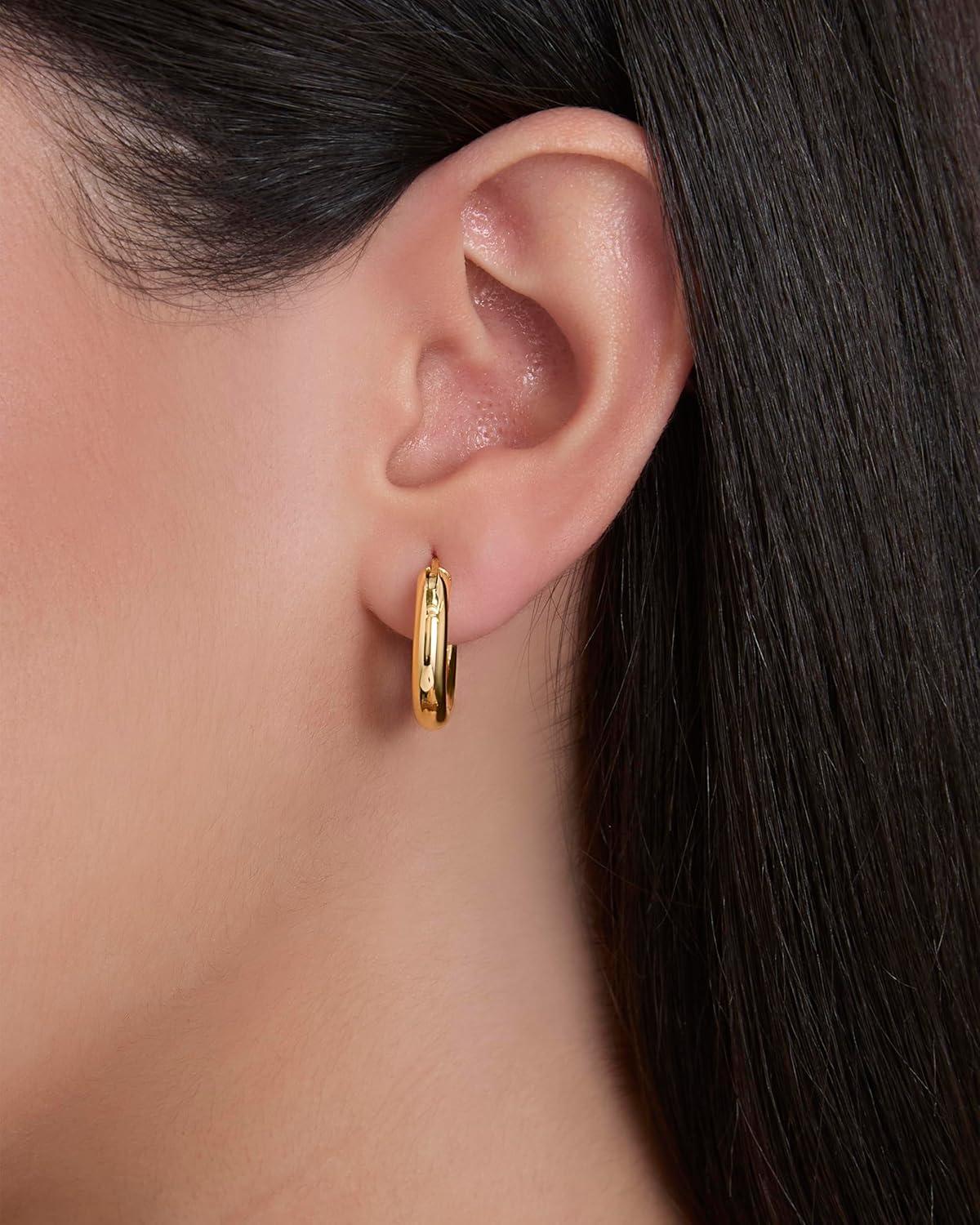 imageJessica Simpson GoldPlated Sterling Silver Hoop Earrings for Women Chunky Gold Hoops