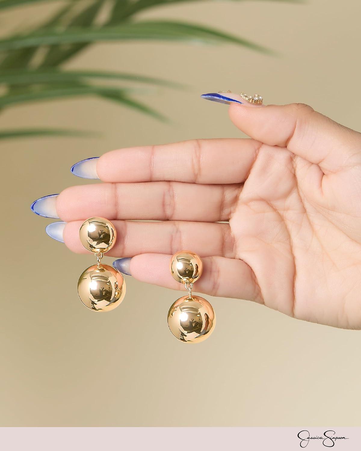 imageJessica Simpson GoldTone Ball Drop Earrings for Women Large Earrings GoldTone