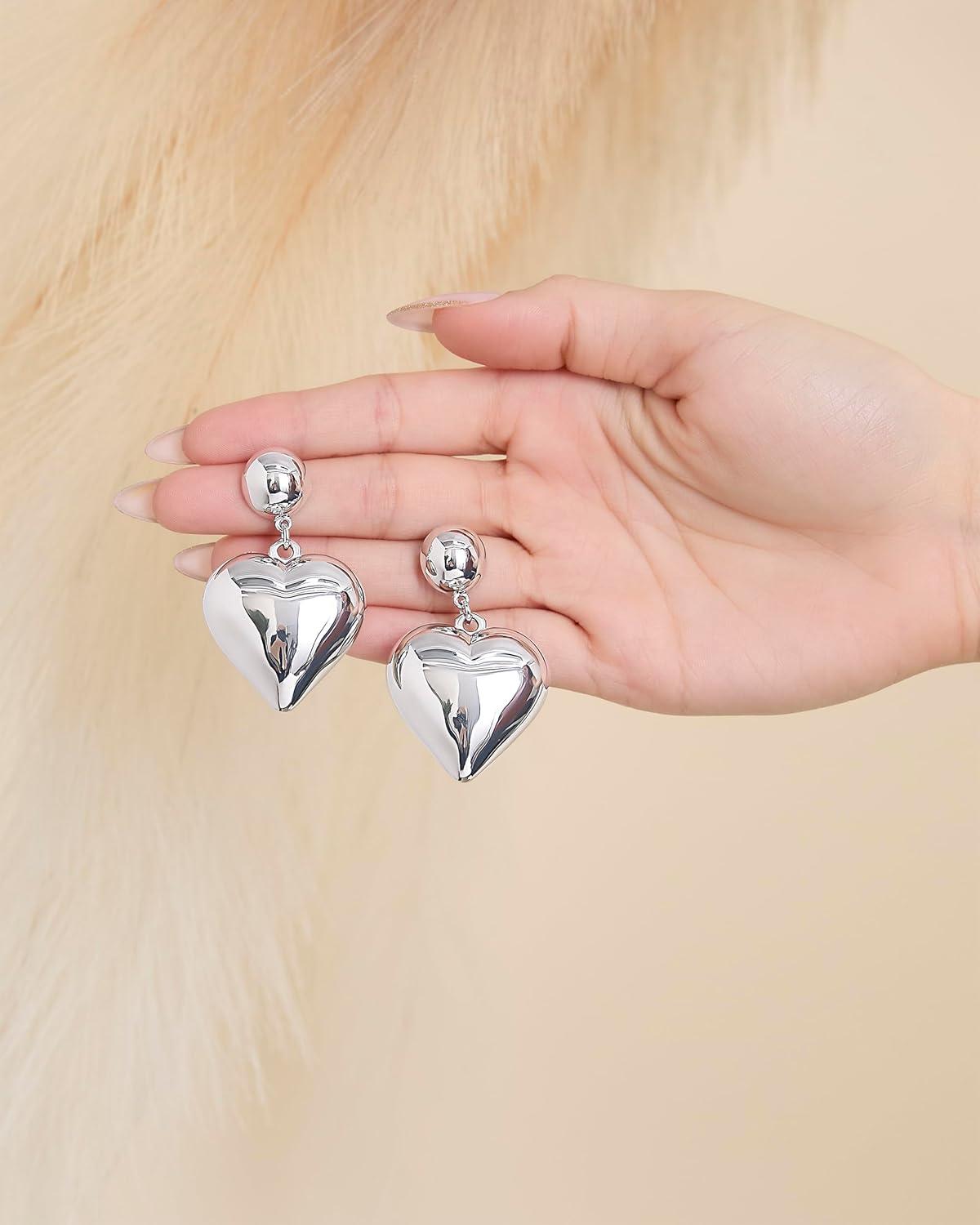imageJessica Simpson Heart Drop Earrings for Women Dangle Heart Earrings for Women