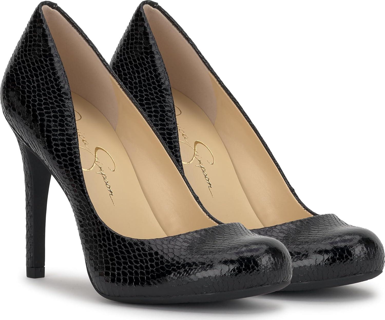 imageJessica Simpson Womens Calie PumpBlack Glazed Snake