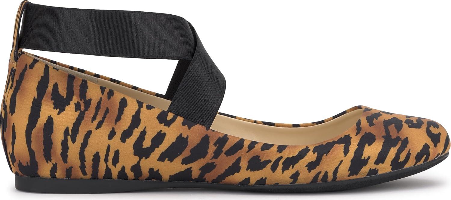 imageJessica Simpson Womens Mandayss CrissCross Ankle Ballet Flats with Straps Natural Tiger Print 8
