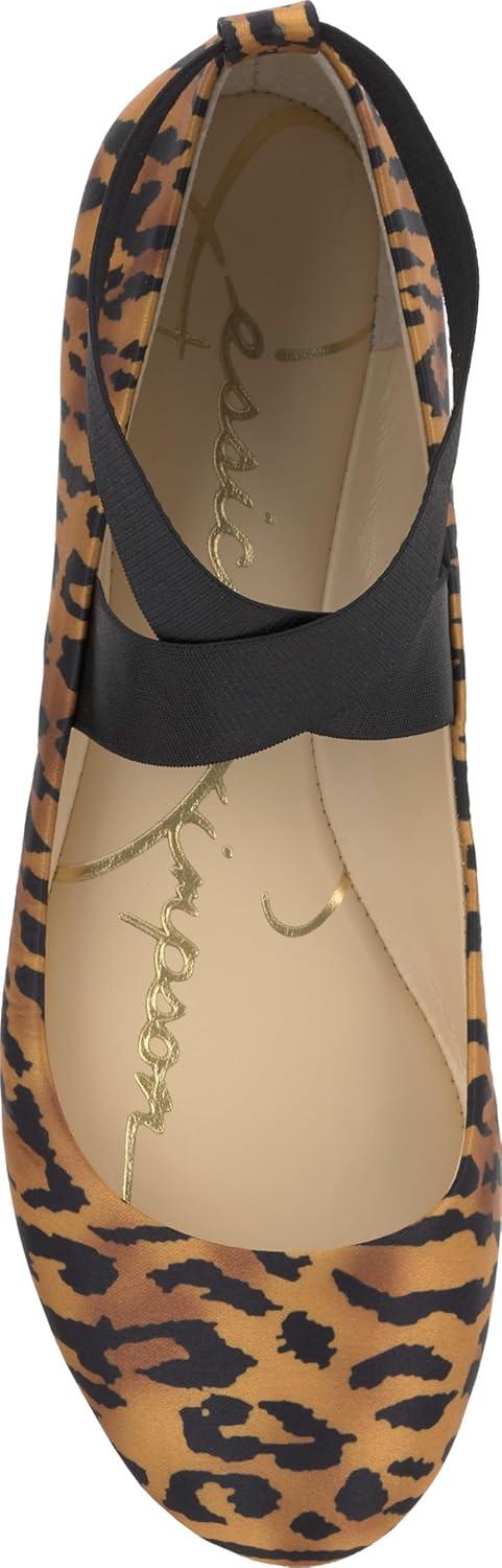 imageJessica Simpson Womens Mandayss CrissCross Ankle Ballet Flats with Straps Natural Tiger Print 8
