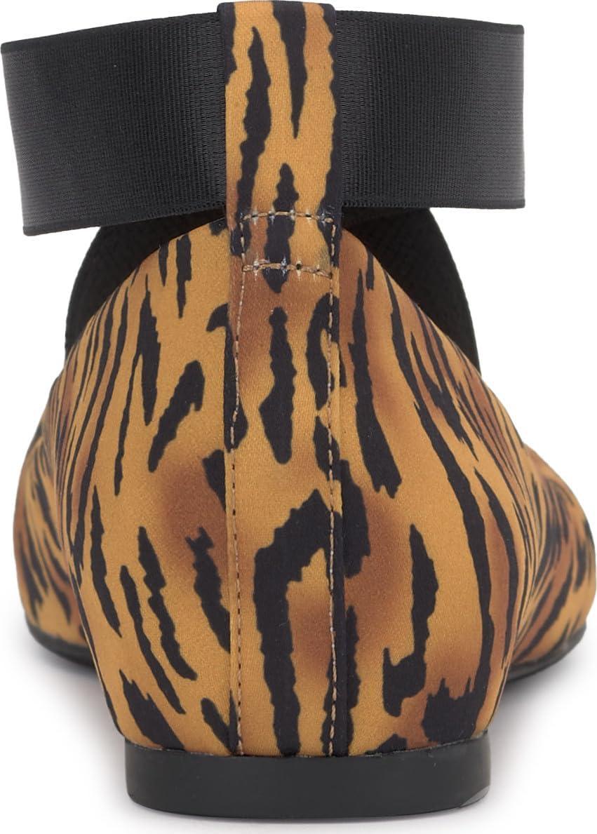imageJessica Simpson Womens Mandayss CrissCross Ankle Ballet Flats with Straps Natural Tiger Print 8