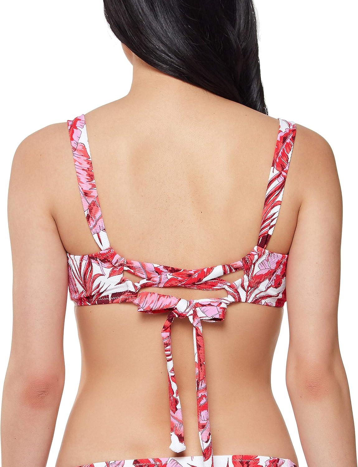 imageJessica Simpson Womens Mix ampamp Match Palm Print Swimsuit Separates Top ampamp Bottom Bikini TopFuchsia Multi