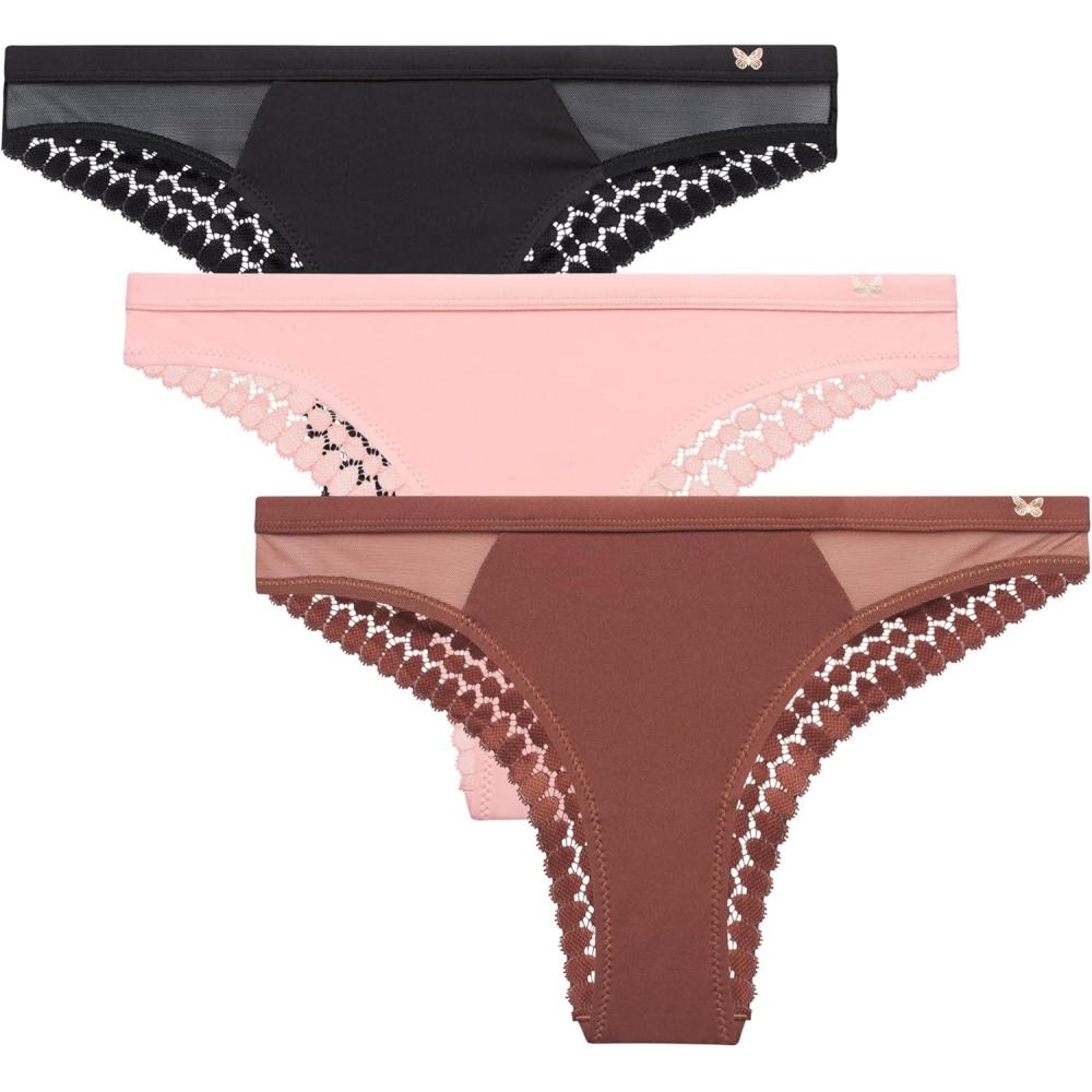 imageJessica Simpson Womens Tanga Underwear  3 Pack6 Pack Soft Microfiber Lace Back Panties  Breathable Underwear for WomenRose 3pk