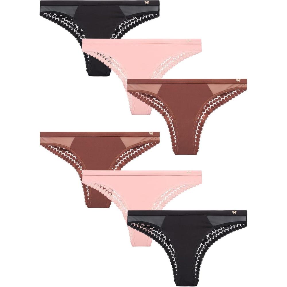 imageJessica Simpson Womens Tanga Underwear  3 Pack6 Pack Soft Microfiber Lace Back Panties  Breathable Underwear for WomenRose 6pk