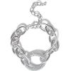 imageJessica Simpson SilverTone Chain Link Bracelet  Statement Jewelry with Pav Crystal Accent  Adjustable Chunky Bracelet for Women