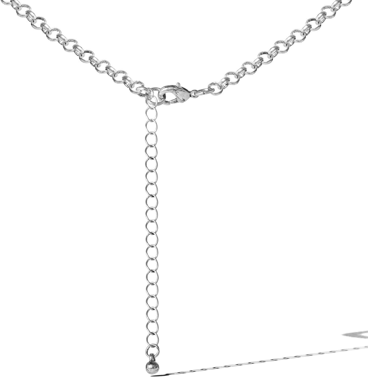 imageJessica Simpson Oxidized SilverTone Necklace for Women 185quot3quot Crescent Pendant Necklace with White Turquoise Stones