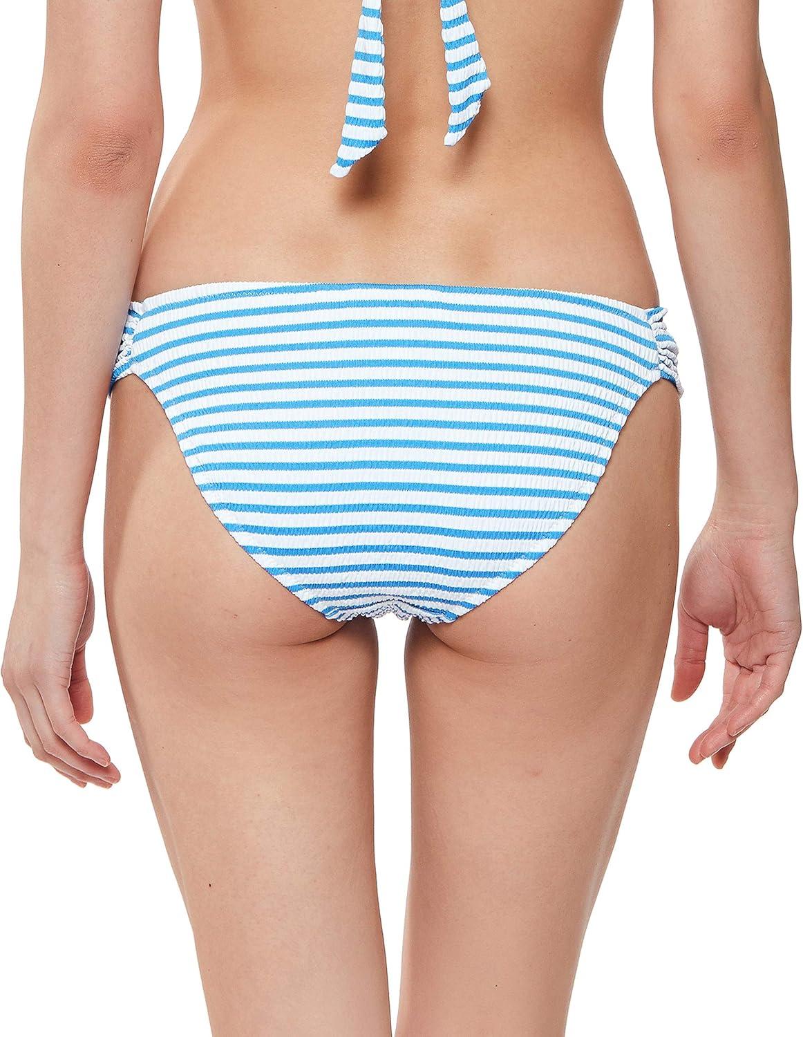 imageJessica Simpson Womens Mix amp Match Stripe Print Bikini Swimsuit Separates Top amp BottomBluebell Shirred Hipster