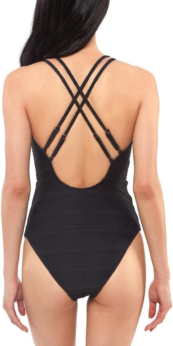imageJessica Simpson Womens V Neck One Piece Swimsuit Bathing SuitBlack