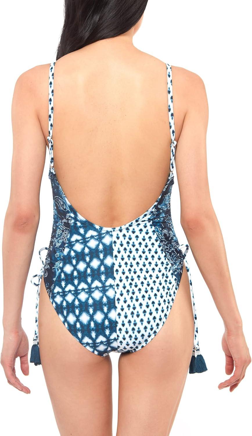 imageJessica Simpson Womens V Neck One Piece Swimsuit Bathing SuitDark Navy