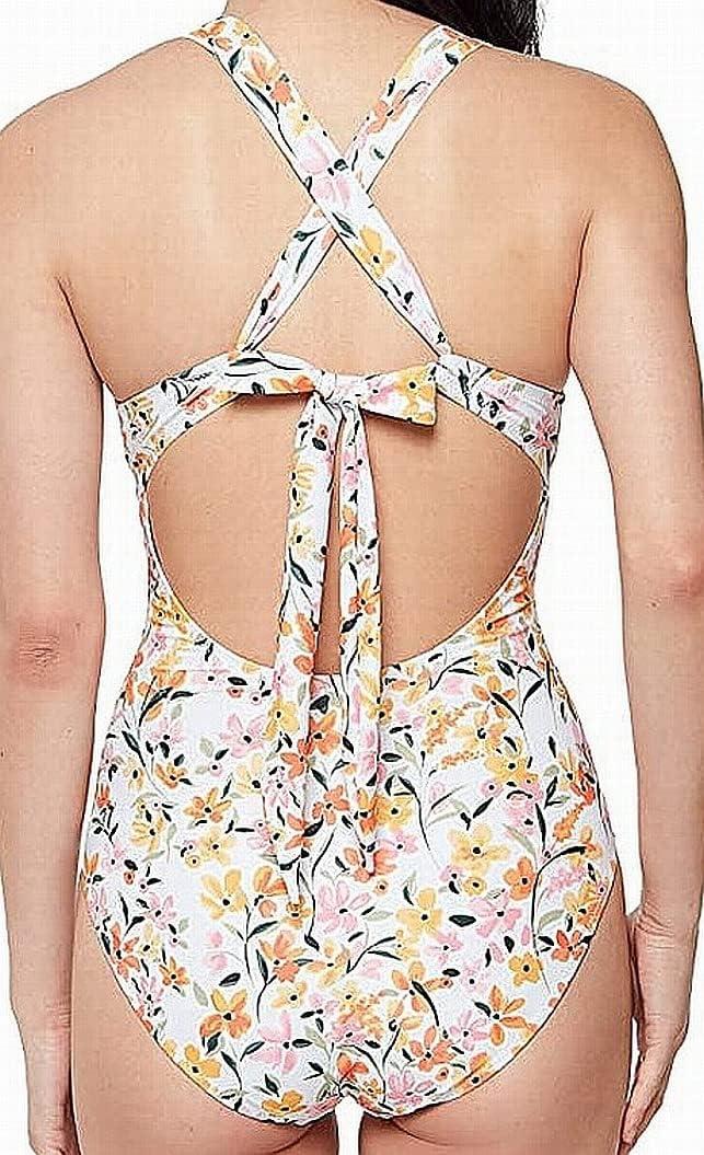 imageJessica Simpson Womens V Neck One Piece Swimsuit Bathing SuitSunset Multi