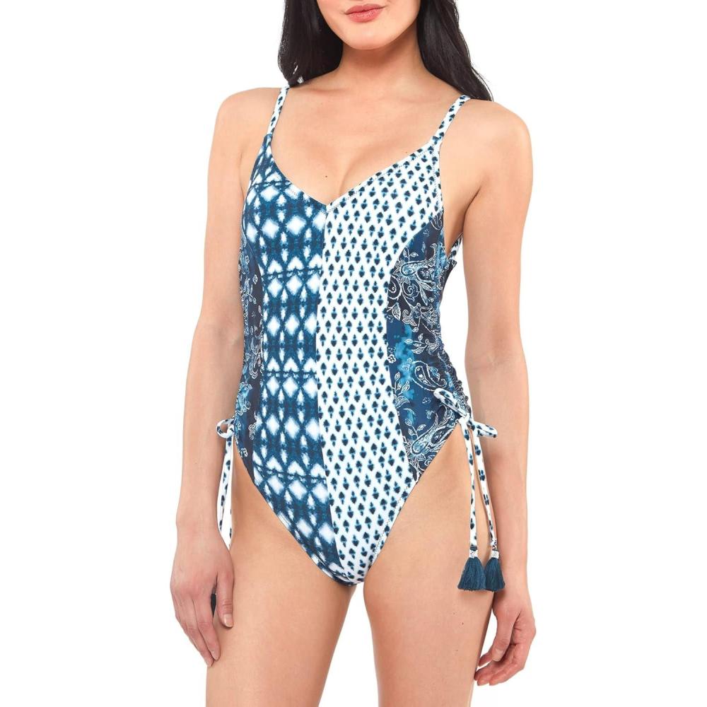 imageJessica Simpson Womens V Neck One Piece Swimsuit Bathing SuitDark Navy