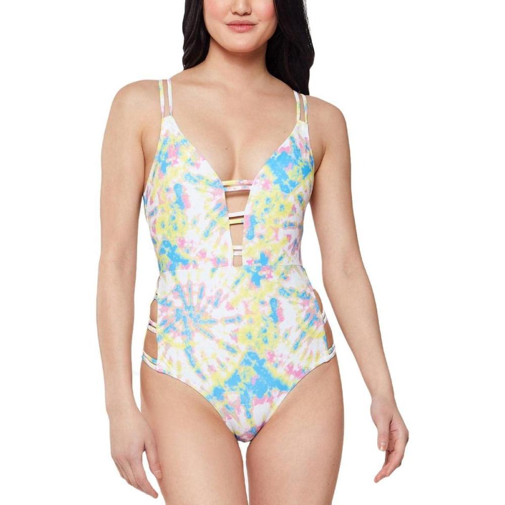 imageJessica Simpson Womens V Neck One Piece Swimsuit Bathing SuitSpritz Multi