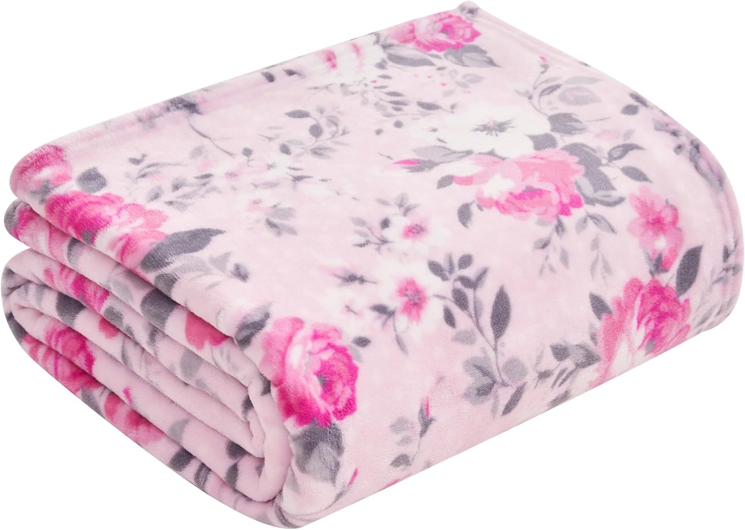 image:imageJessica Simpson Oversized 60X70 Plush Throw Blanket Esther Blush RosesEsther Blush Roses