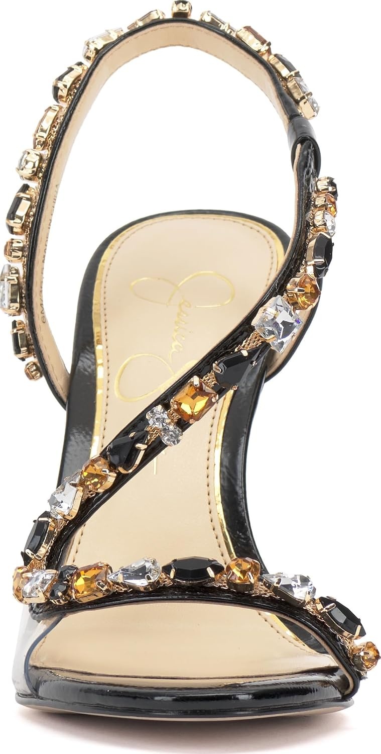 image:imageJessica Simpson Jaycin Embellished Heeled SandalsBlack
