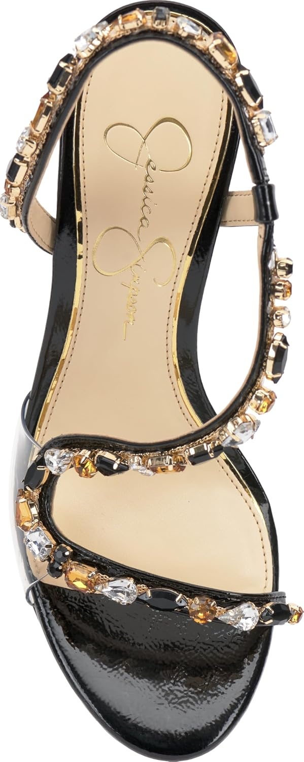 image:imageJessica Simpson Jaycin Embellished Heeled SandalsBlack