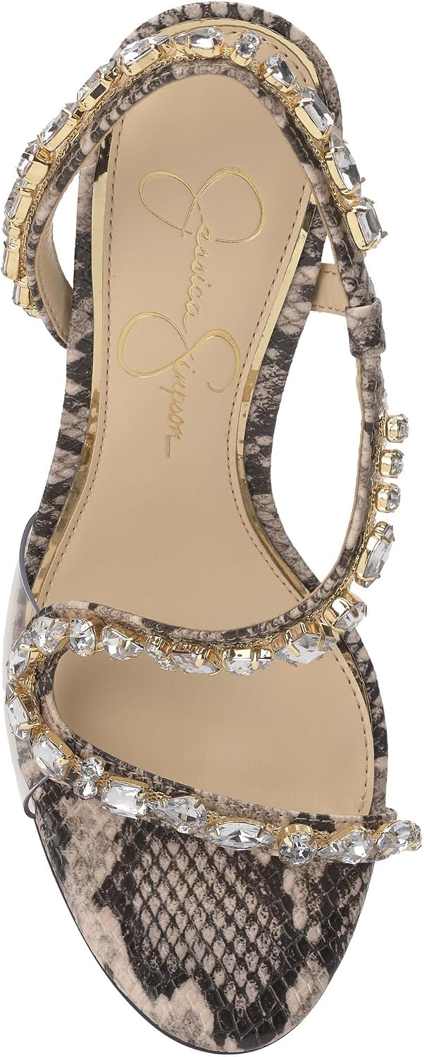 image:imageJessica Simpson Jaycin Embellished Heeled SandalsBlackWhite