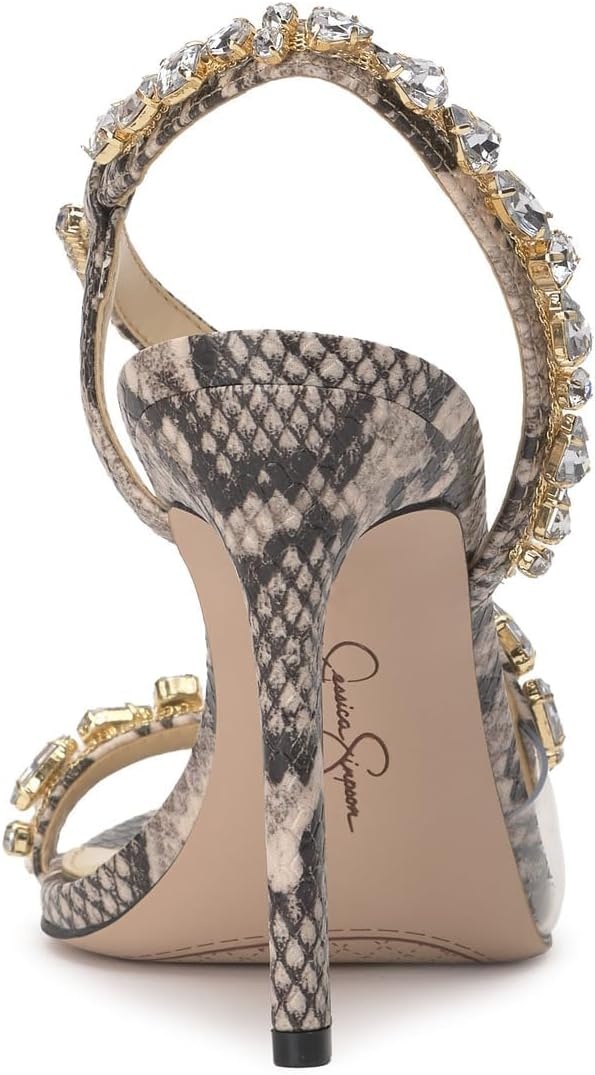 image:imageJessica Simpson Jaycin Embellished Heeled SandalsBlackWhite