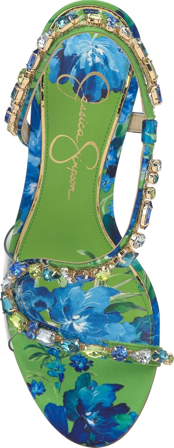 image:imageJessica Simpson Jaycin Embellished Heeled SandalsBlue Green Combo
