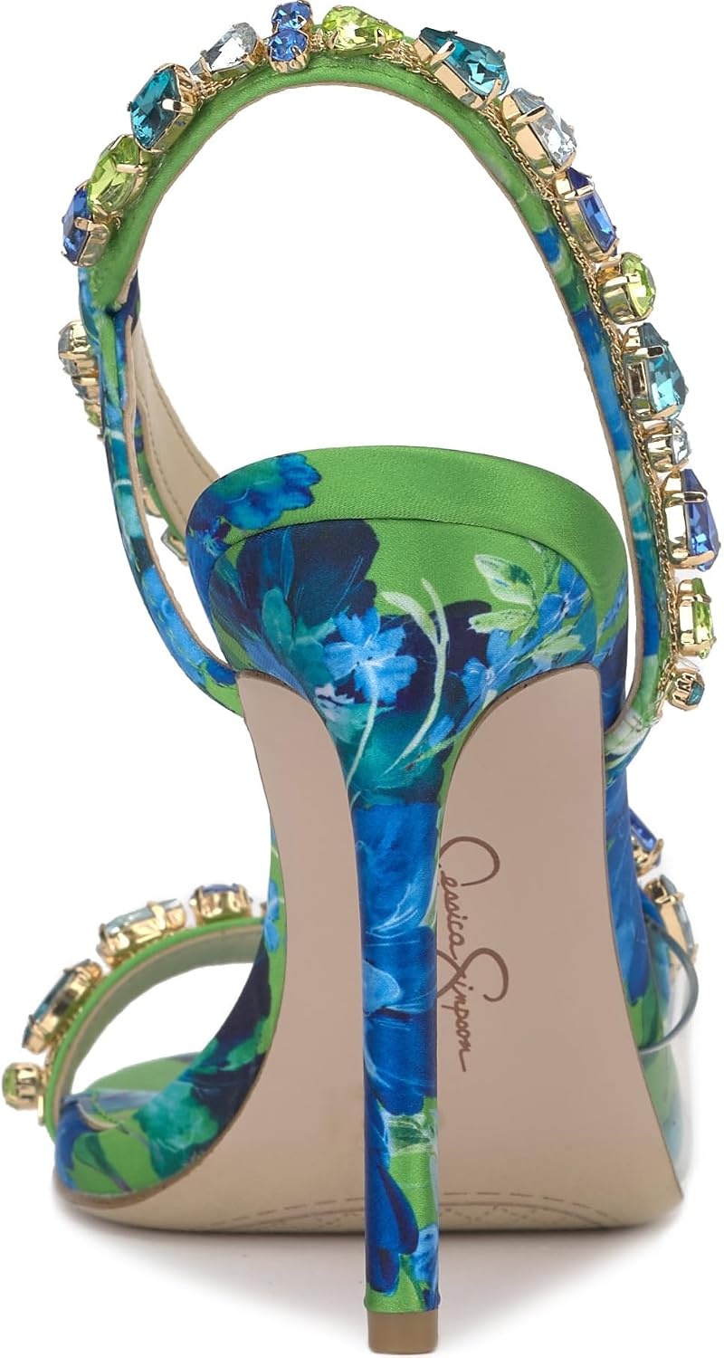 image:imageJessica Simpson Jaycin Embellished Heeled SandalsBlue Green Combo
