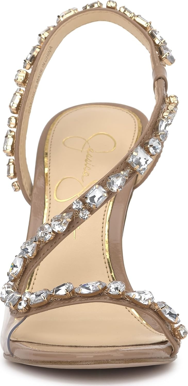 image:imageJessica Simpson Jaycin Embellished Heeled SandalsChai Latte