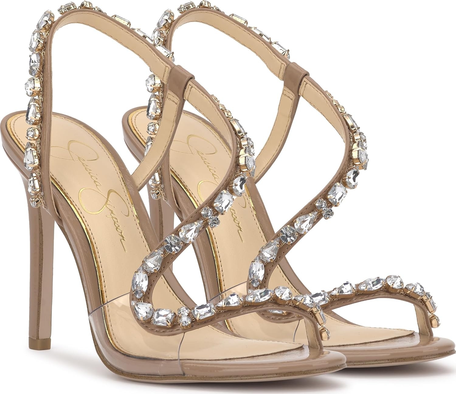 image:imageJessica Simpson Jaycin Embellished Heeled SandalsChai Latte