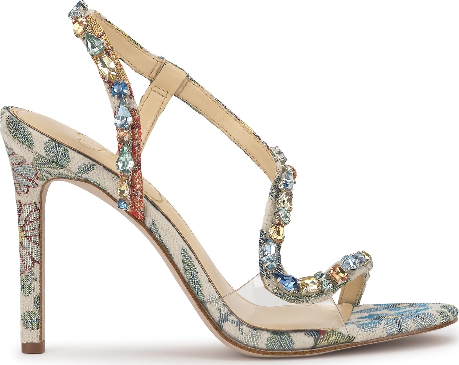 image:imageJessica Simpson Jaycin Embellished Heeled SandalsCream Multi