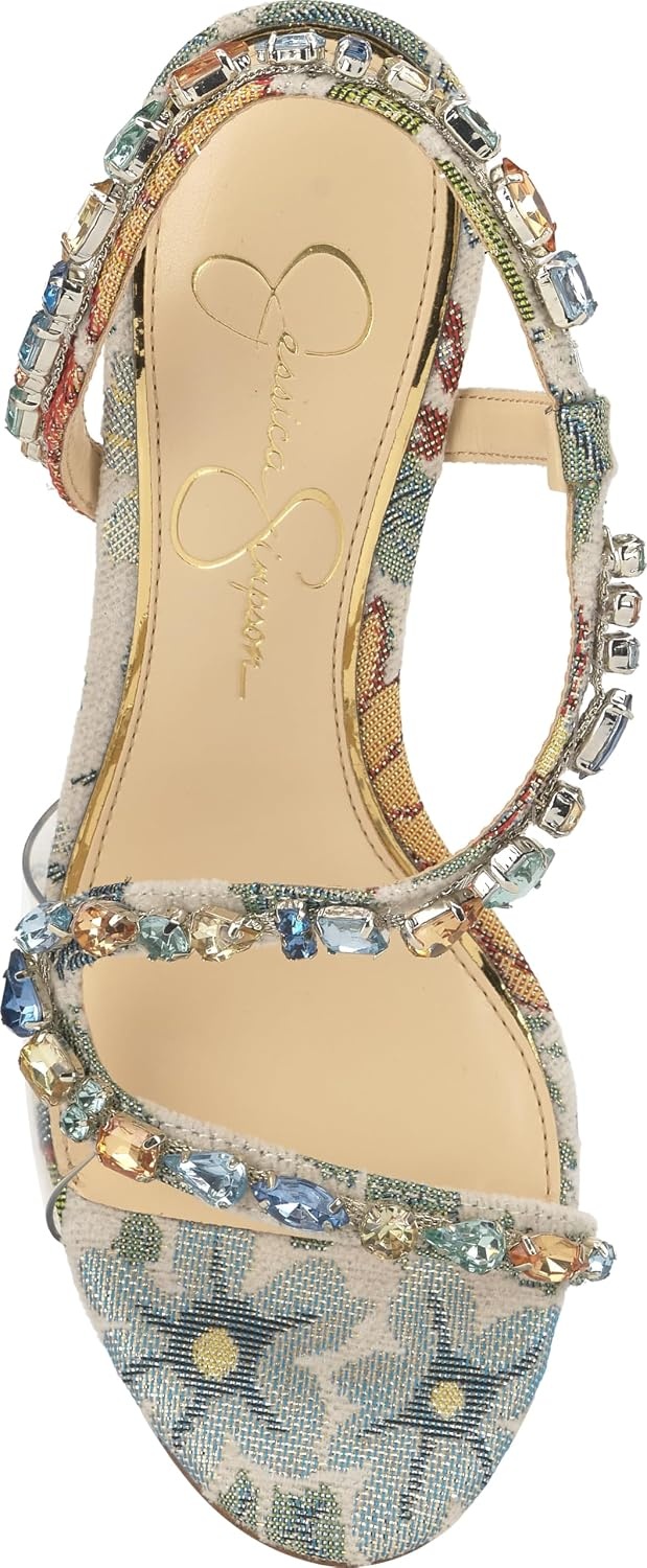 image:imageJessica Simpson Jaycin Embellished Heeled SandalsCream Multi