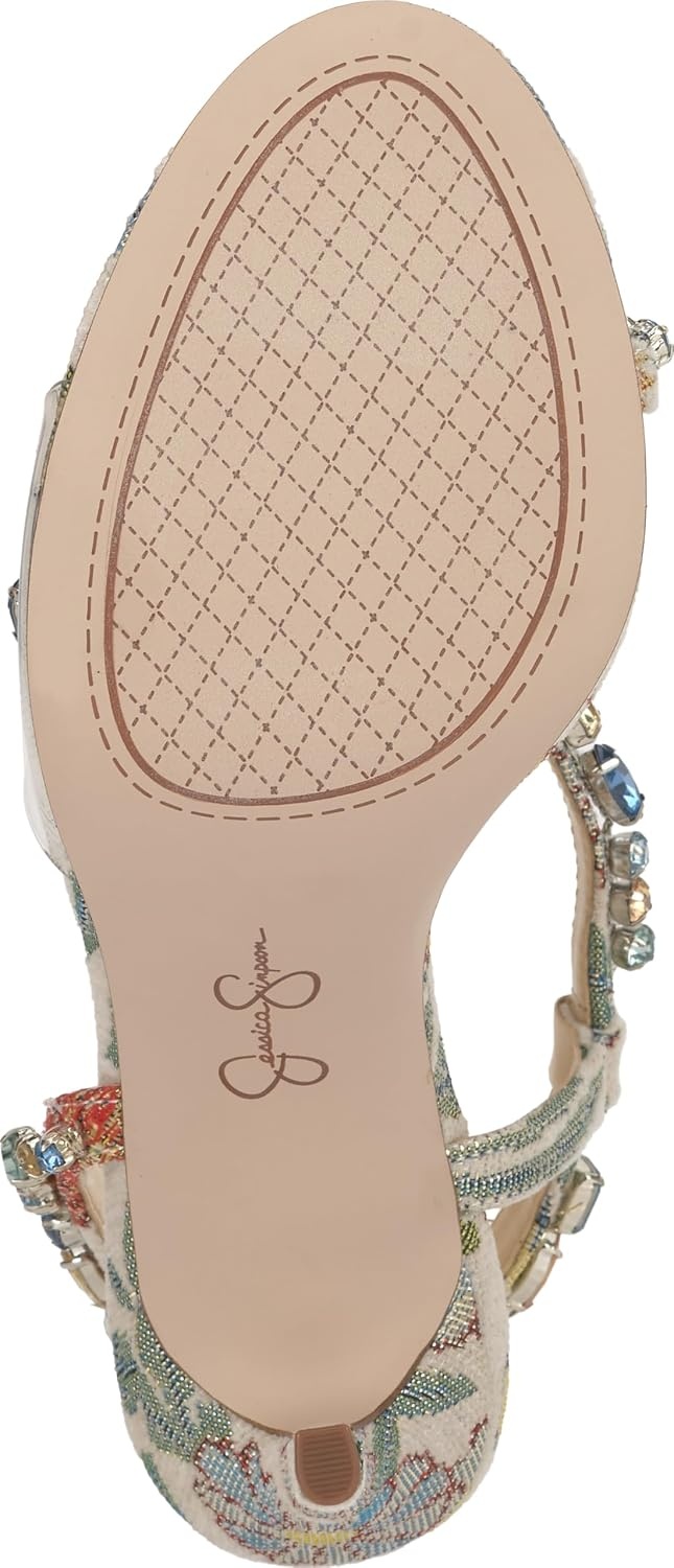 image:imageJessica Simpson Jaycin Embellished Heeled SandalsCream Multi