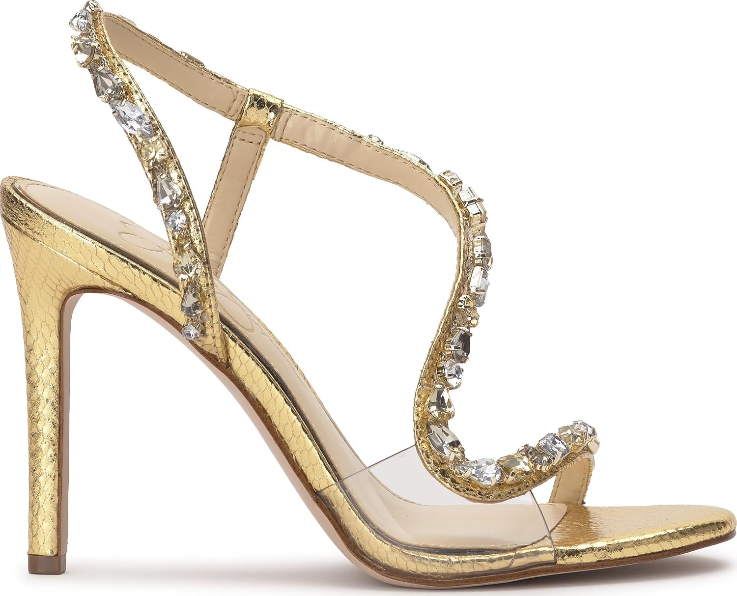 image:imageJessica Simpson Jaycin Embellished Heeled SandalsGold Metallic Snake Print