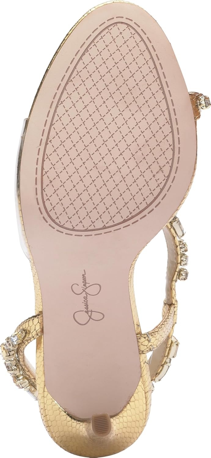 image:imageJessica Simpson Jaycin Embellished Heeled SandalsGoldClear
