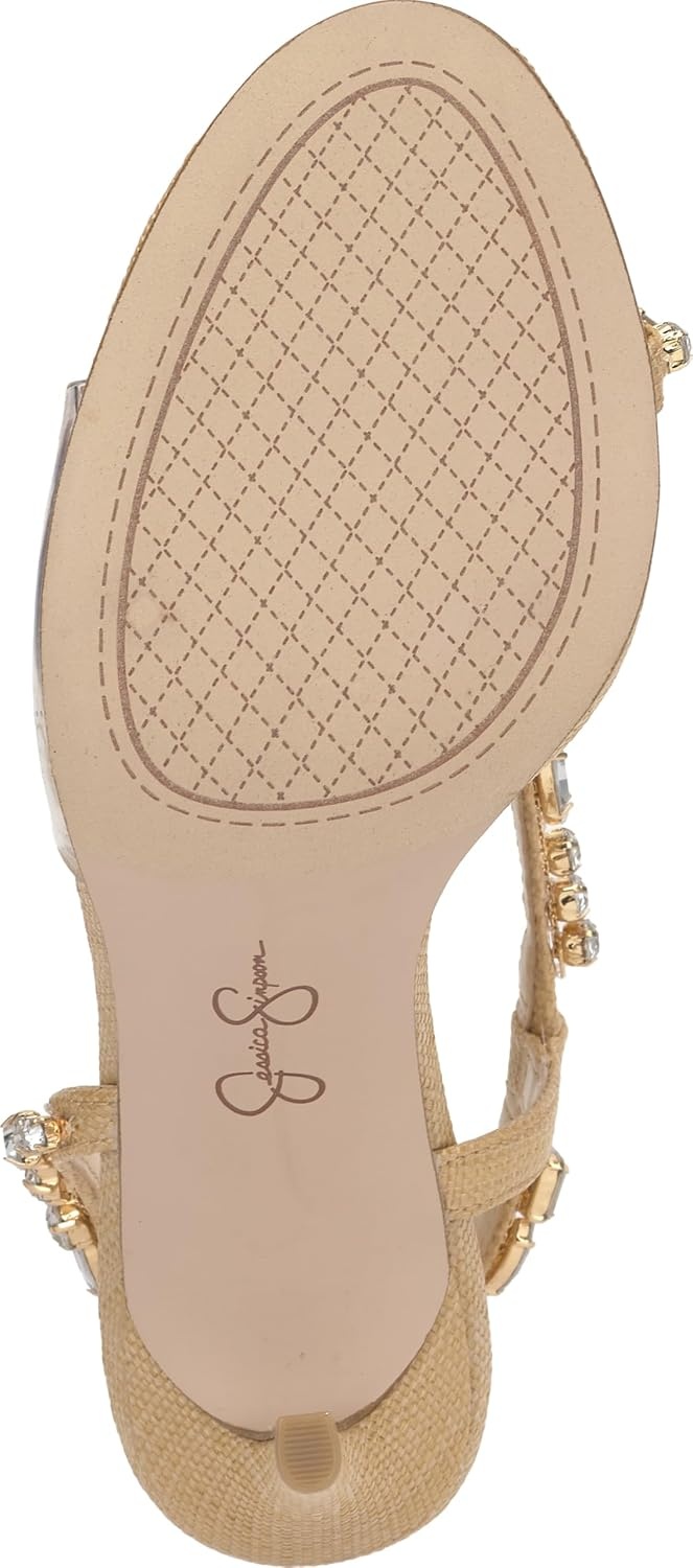 image:imageJessica Simpson Jaycin Embellished Heeled SandalsNatural Raffia