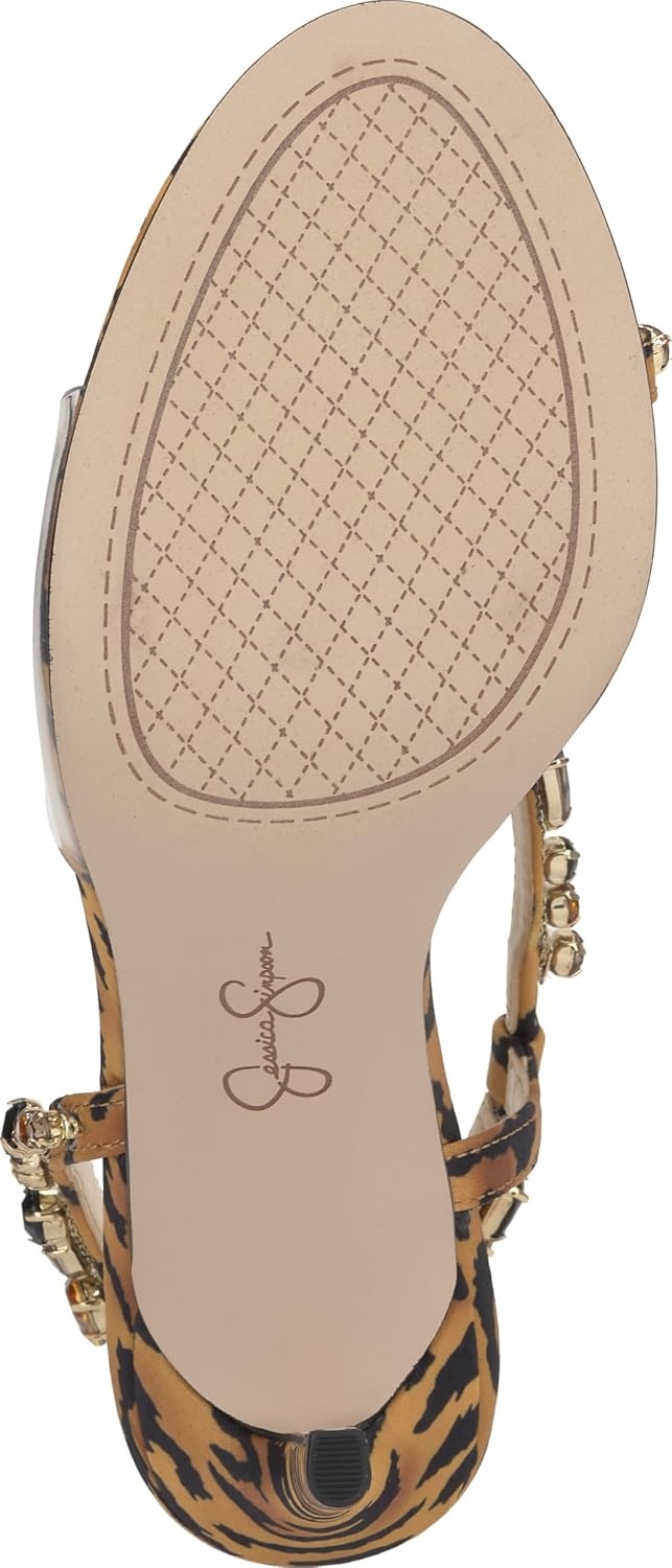 image:imageJessica Simpson Jaycin Embellished Heeled SandalsNatural Tiger Print
