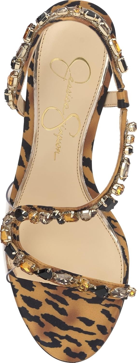 image:imageJessica Simpson Jaycin Embellished Heeled SandalsNatural Tiger Print