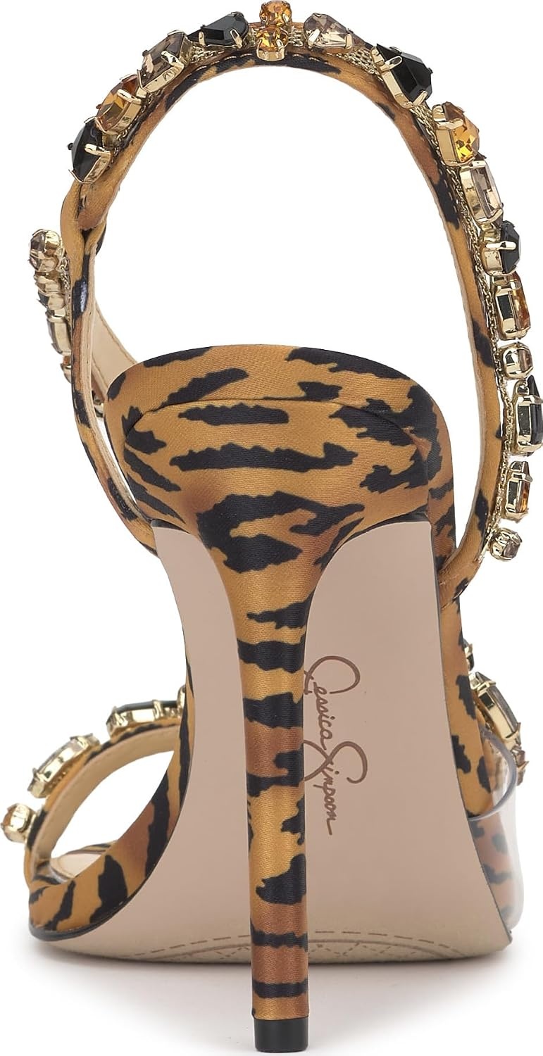 image:imageJessica Simpson Jaycin Embellished Heeled SandalsNatural Tiger Print