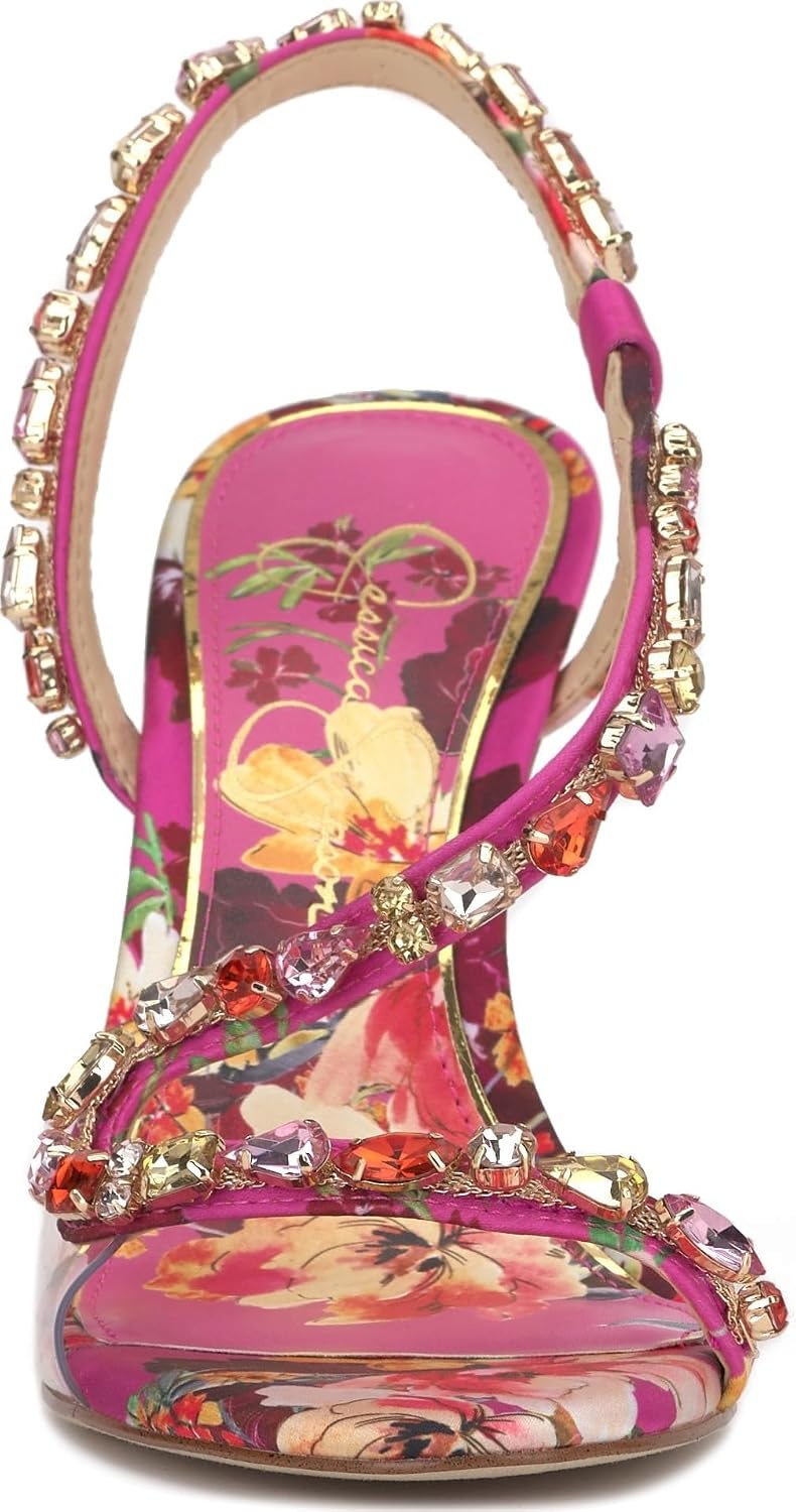 image:imageJessica Simpson Jaycin Embellished Heeled SandalsPink Combo