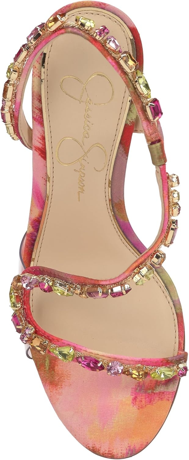 image:imageJessica Simpson Jaycin Embellished Heeled SandalsPink Red Combo