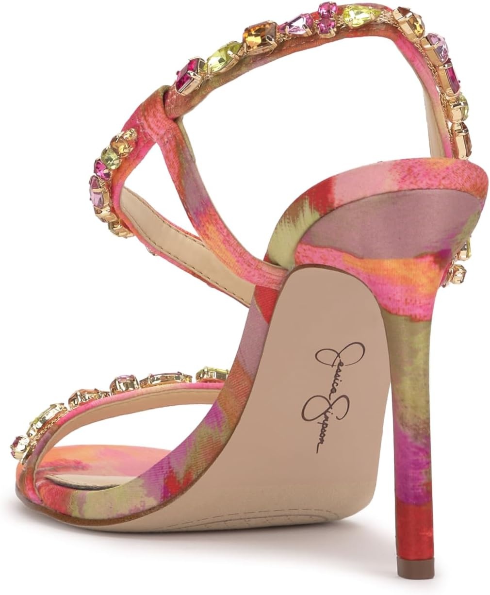 image:imageJessica Simpson Jaycin Embellished Heeled SandalsPink Red Combo