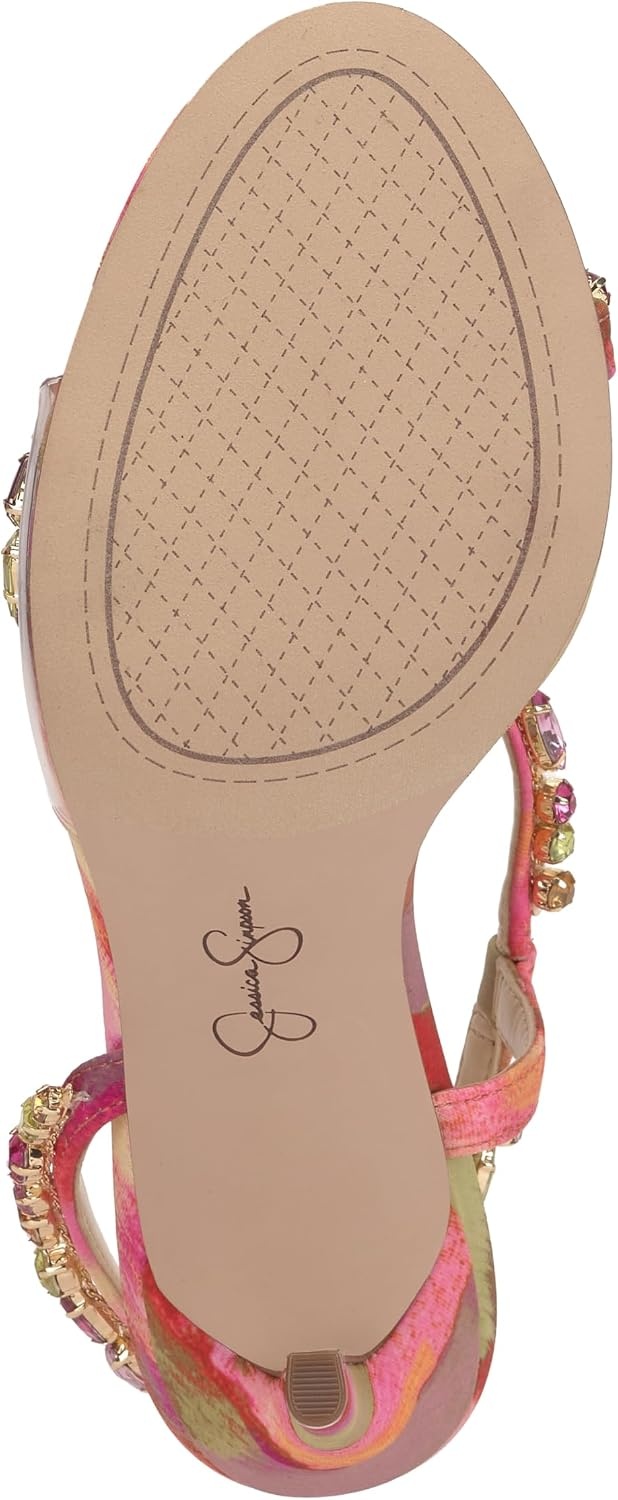 image:imageJessica Simpson Jaycin Embellished Heeled SandalsPink Red Combo