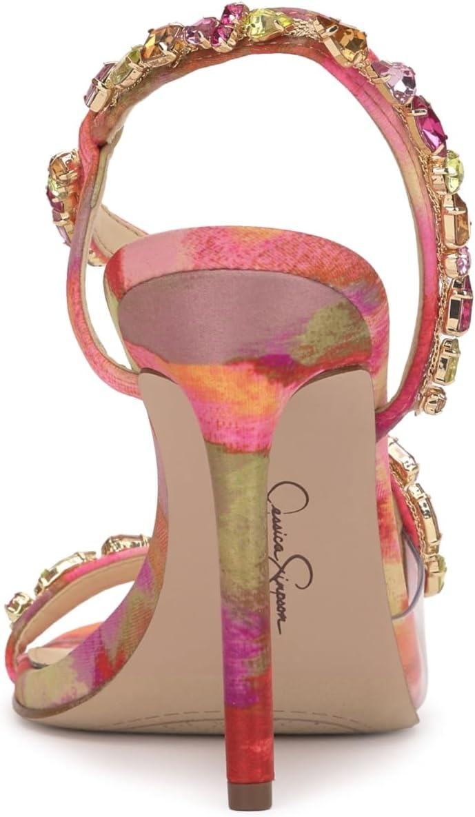 image:imageJessica Simpson Jaycin Embellished Heeled SandalsPink Red Combo