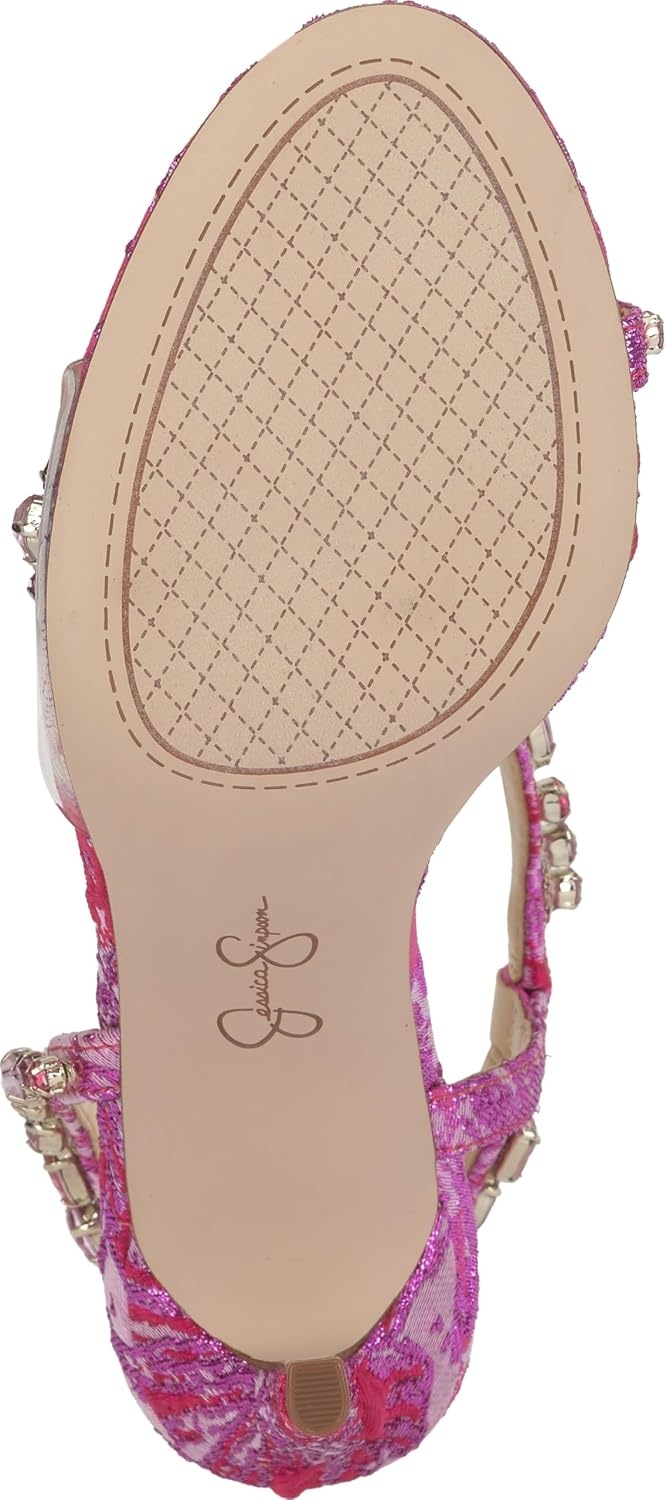 image:imageJessica Simpson Jaycin Embellished Heeled SandalsPinkRed Combo
