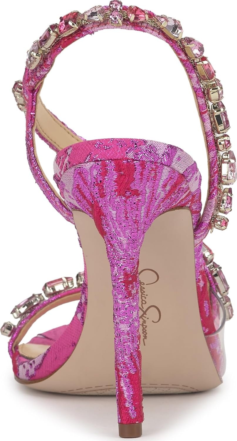 image:imageJessica Simpson Jaycin Embellished Heeled SandalsPinkRed Combo