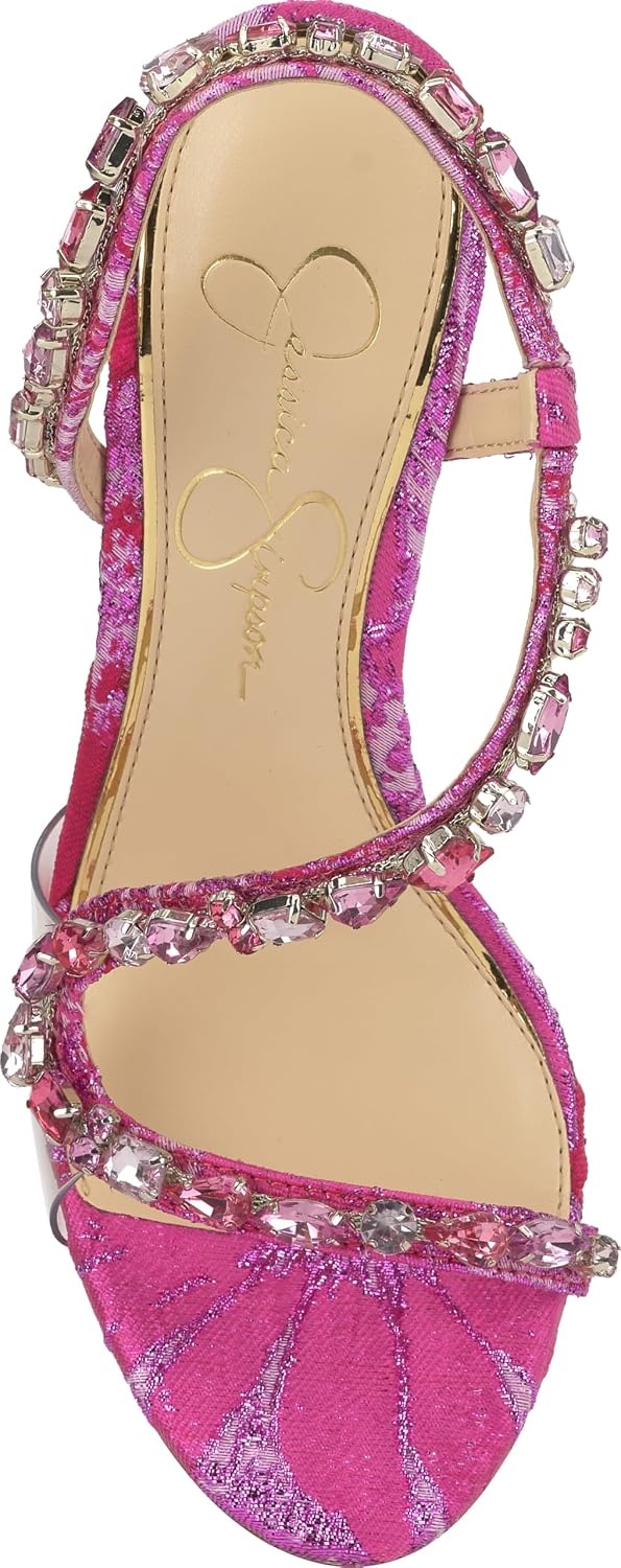 image:imageJessica Simpson Jaycin Embellished Heeled SandalsPinkRed Combo