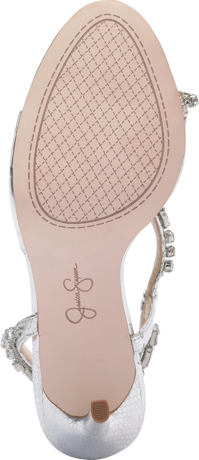 image:imageJessica Simpson Jaycin Embellished Heeled SandalsSilverClear
