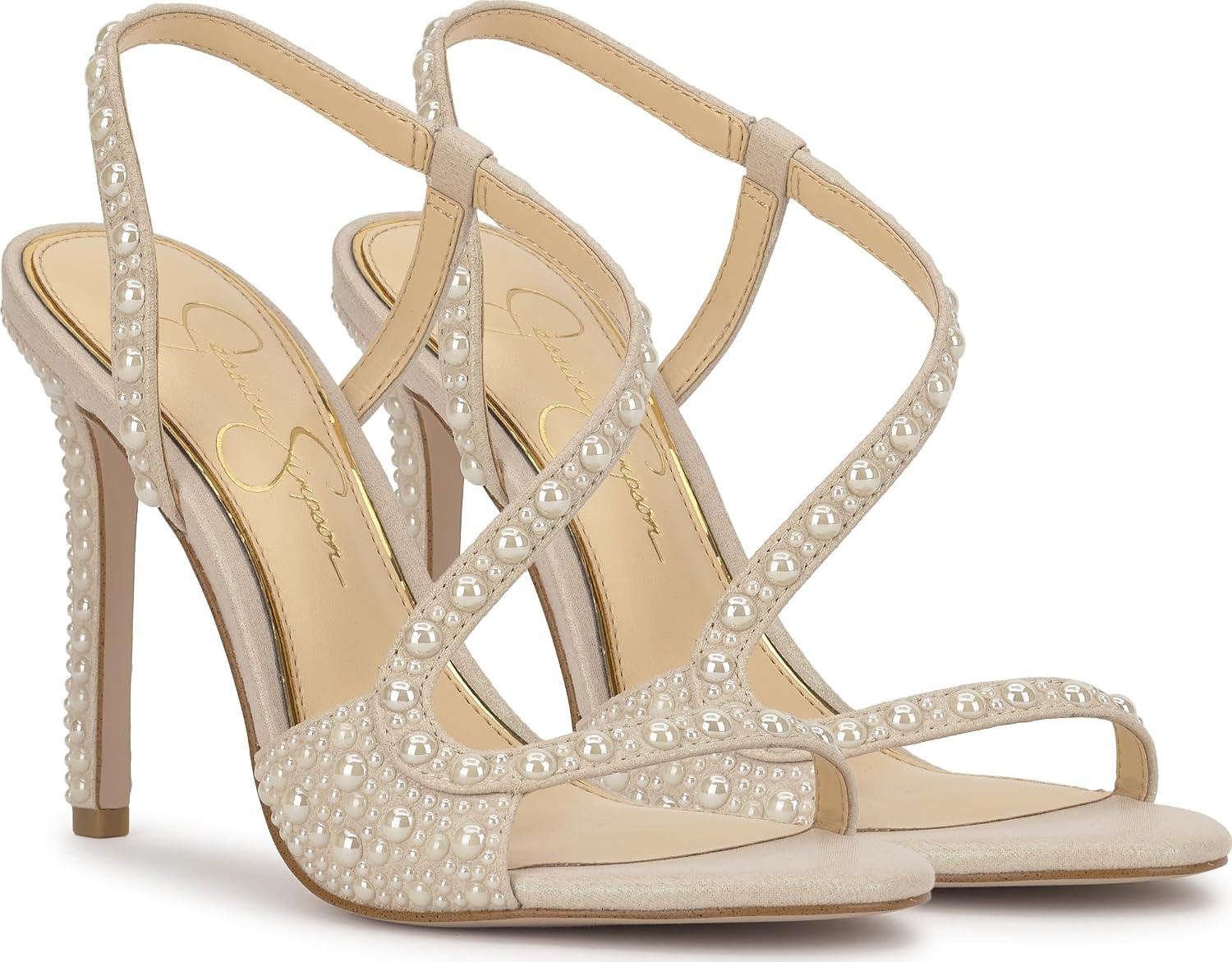 image:imageJessica Simpson Jaycin Embellished Heeled SandalsSoft Ivory