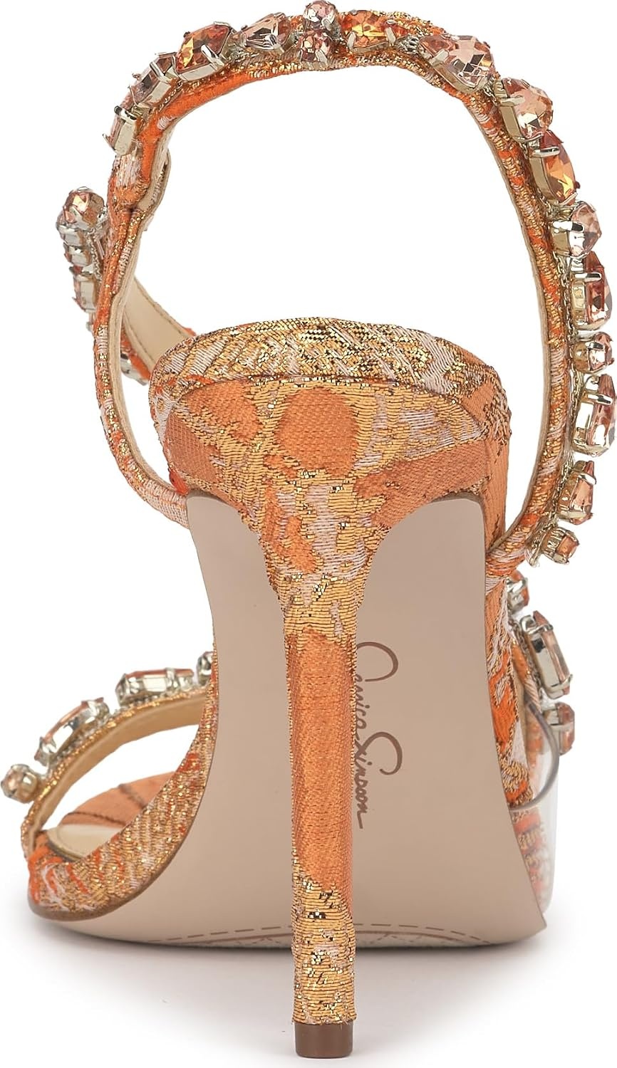 image:imageJessica Simpson Jaycin Embellished Heeled SandalsTangerine Combo