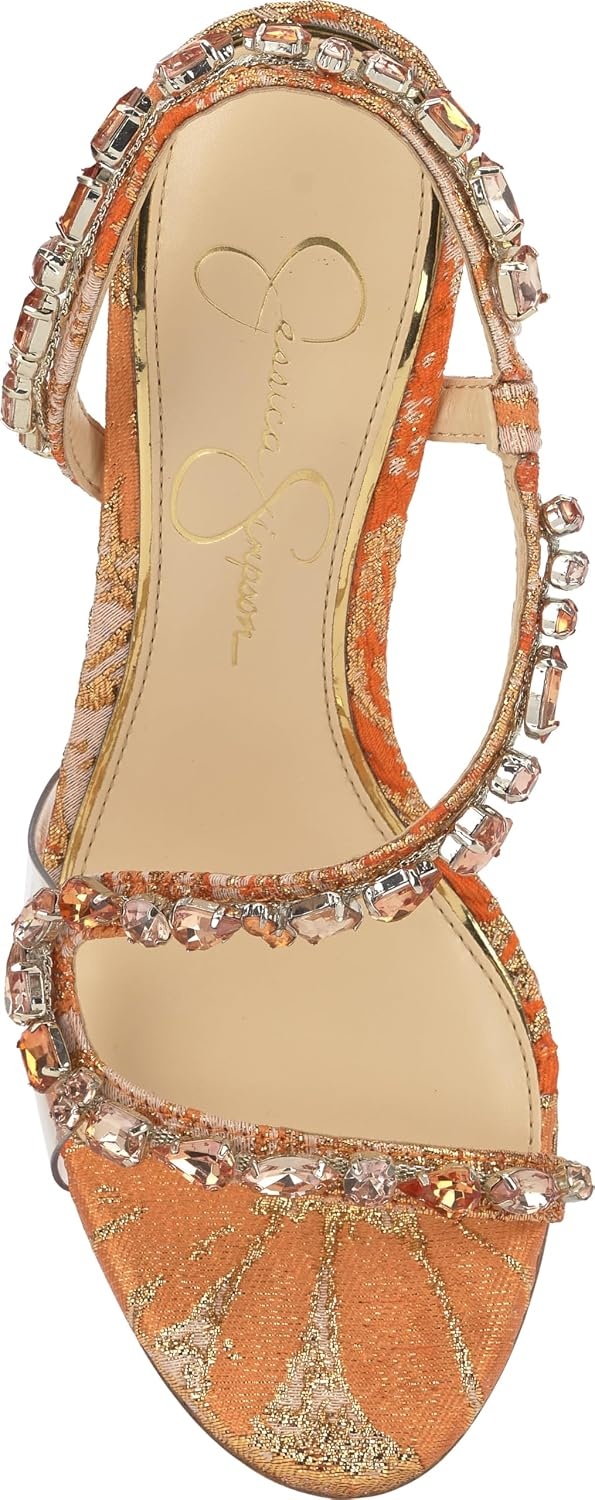 image:imageJessica Simpson Jaycin Embellished Heeled SandalsTangerine Combo