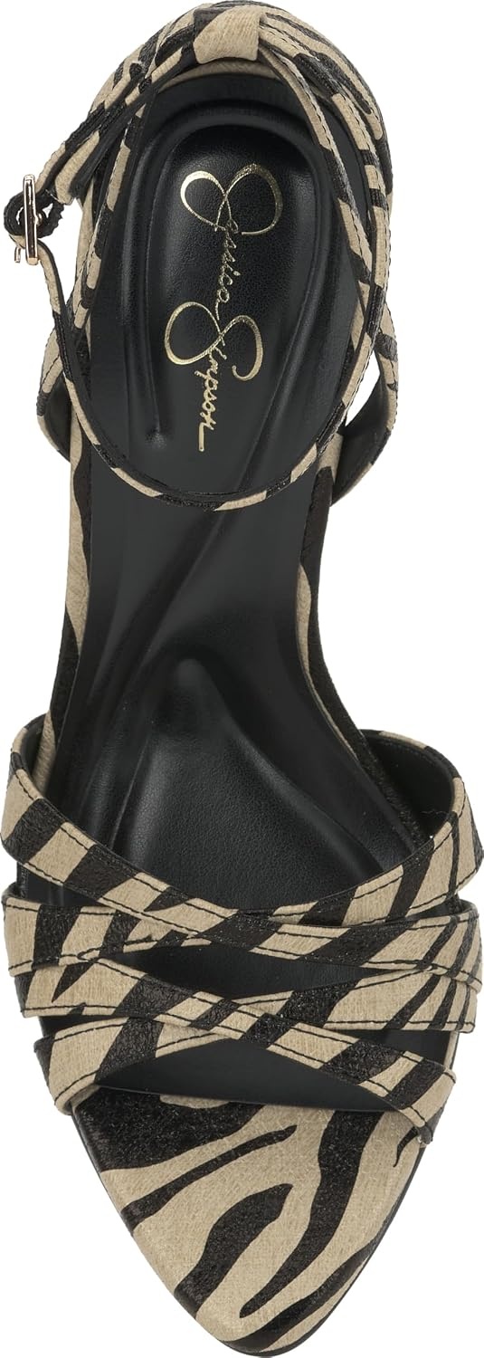 image:imageJessica Simpson Womens Calisa Strappy High Heel SandalBone Combo Crackled Shimmer Zebra