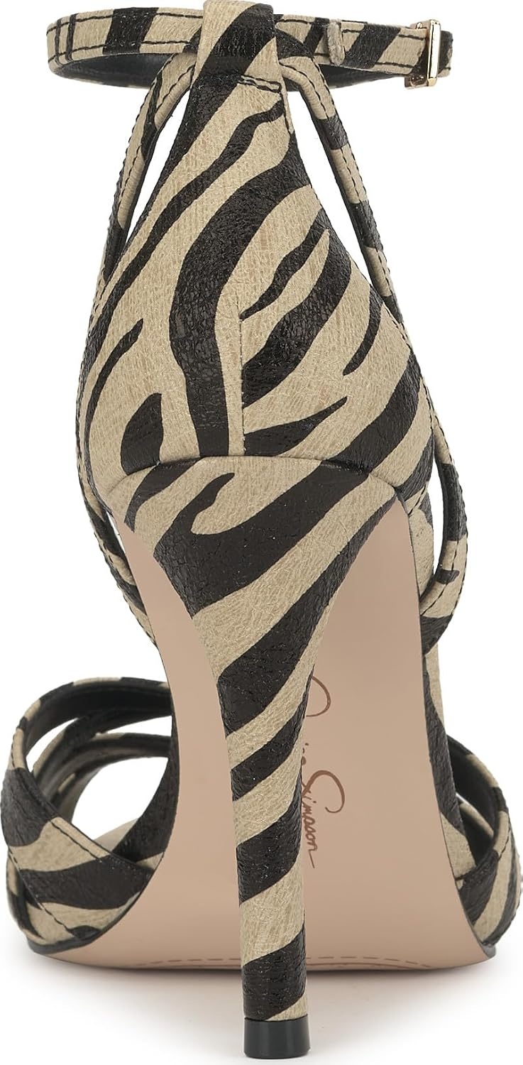 image:imageJessica Simpson Womens Calisa Strappy High Heel SandalBone Combo Crackled Shimmer Zebra